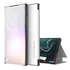 Samsung Galaxy F12用手帳型 レザーケース スタンド カバー ZL1 サムスン シルバー
