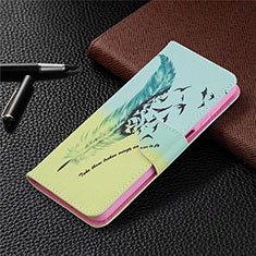 Samsung Galaxy F12用手帳型 レザーケース スタンド カバー L03 サムスン シアン