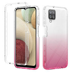 Samsung Galaxy F12用前面と背面 360度 フルカバー 極薄ソフトケース シリコンケース 耐衝撃 全面保護 バンパー 勾配色 透明 YB2 サムスン ピンク