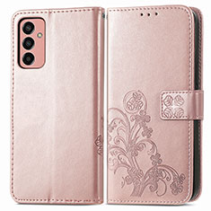Samsung Galaxy F13 4G用手帳型 レザーケース スタンド 花 カバー サムスン ピンク