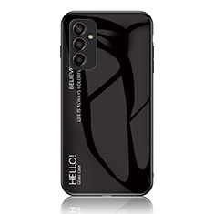 Samsung Galaxy F13 4G用ハイブリットバンパーケース プラスチック 鏡面 虹 グラデーション 勾配色 カバー LS1 サムスン ブラック