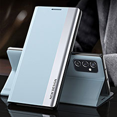 Samsung Galaxy F23 5G用手帳型 レザーケース スタンド カバー QH4 サムスン ライトブルー