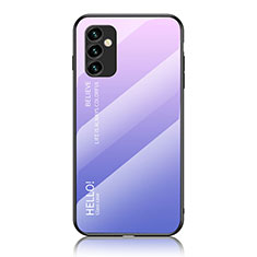 Samsung Galaxy F23 5G用ハイブリットバンパーケース プラスチック 鏡面 虹 グラデーション 勾配色 カバー LS1 サムスン ラベンダー