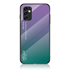 Samsung Galaxy F23 5G用ハイブリットバンパーケース プラスチック 鏡面 虹 グラデーション 勾配色 カバー LS1 サムスン マルチカラー