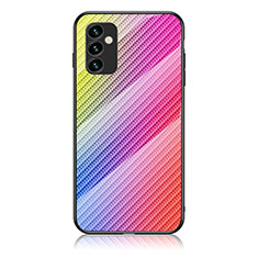 Samsung Galaxy F23 5G用ハイブリットバンパーケース プラスチック 鏡面 虹 グラデーション 勾配色 カバー LS2 サムスン ピンク