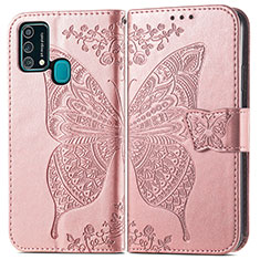 Samsung Galaxy F41用手帳型 レザーケース スタンド バタフライ 蝶 カバー サムスン ピンク