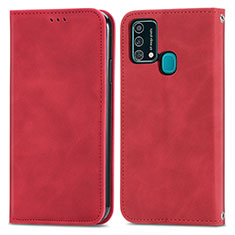 Samsung Galaxy F41用手帳型 レザーケース スタンド カバー S04D サムスン レッド