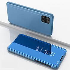 Samsung Galaxy F42 5G用手帳型 レザーケース スタンド 鏡面 カバー L05 サムスン ネイビー