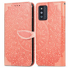 Samsung Galaxy F52 5G用手帳型 レザーケース スタンド パターン カバー S04D サムスン オレンジ
