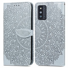 Samsung Galaxy F52 5G用手帳型 レザーケース スタンド パターン カバー S04D サムスン グレー
