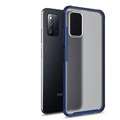 Samsung Galaxy F52 5G用ハイブリットバンパーケース クリア透明 プラスチック カバー サムスン ネイビー