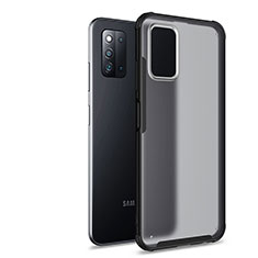 Samsung Galaxy F52 5G用ハイブリットバンパーケース クリア透明 プラスチック カバー サムスン ブラック