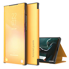 Samsung Galaxy F62 5G用手帳型 レザーケース スタンド カバー ZL1 サムスン イエロー