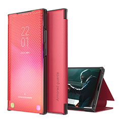 Samsung Galaxy F62 5G用手帳型 レザーケース スタンド カバー ZL1 サムスン レッド