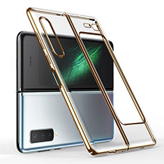 Samsung Galaxy Fold用ハードカバー クリスタル クリア透明 H01 サムスン ゴールド