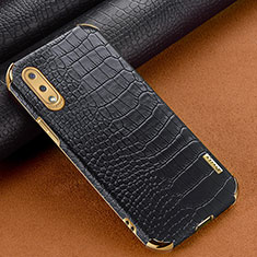 Samsung Galaxy M02用ケース 高級感 手触り良いレザー柄 サムスン ブラック
