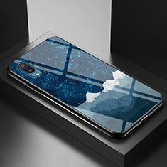 Samsung Galaxy M02用ハイブリットバンパーケース プラスチック パターン 鏡面 カバー LS1 サムスン ネイビー