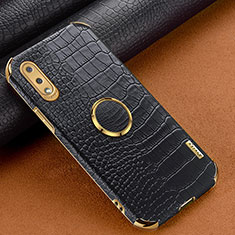 Samsung Galaxy M02用ケース 高級感 手触り良いレザー柄 S01 サムスン ブラック
