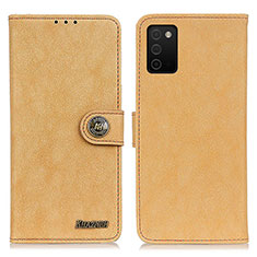 Samsung Galaxy M02s用手帳型 レザーケース スタンド カバー A01D サムスン ゴールド