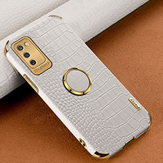 Samsung Galaxy M02s用ケース 高級感 手触り良いレザー柄 S01 サムスン ホワイト