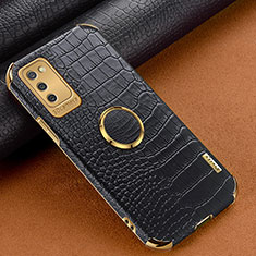 Samsung Galaxy M02s用ケース 高級感 手触り良いレザー柄 S01 サムスン ブラック
