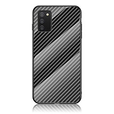Samsung Galaxy M02s用ハイブリットバンパーケース プラスチック 鏡面 虹 グラデーション 勾配色 カバー LS2 サムスン ブラック