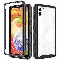 Samsung Galaxy M04用360度 フルカバー ハイブリットバンパーケース クリア透明 プラスチック カバー ZJ1 サムスン ブラック