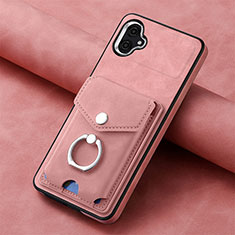 Samsung Galaxy M04用シリコンケース ソフトタッチラバー レザー柄 カバー SD2 サムスン ピンク