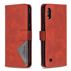 Samsung Galaxy M10用手帳型 レザーケース スタンド カバー B08F サムスン オレンジ