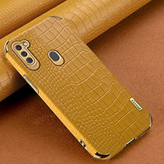 Samsung Galaxy M11用ケース 高級感 手触り良いレザー柄 サムスン イエロー