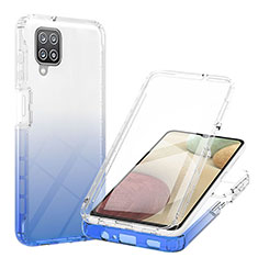Samsung Galaxy M12用前面と背面 360度 フルカバー 極薄ソフトケース シリコンケース 耐衝撃 全面保護 バンパー 勾配色 透明 YB1 サムスン ネイビー