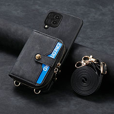 Samsung Galaxy M12用シリコンケース ソフトタッチラバー レザー柄 カバー SD1 サムスン ブラック