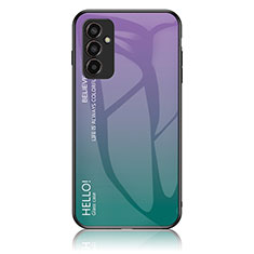 Samsung Galaxy M13 4G用ハイブリットバンパーケース プラスチック 鏡面 虹 グラデーション 勾配色 カバー LS1 サムスン マルチカラー