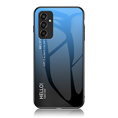 Samsung Galaxy M13 4G用ハイブリットバンパーケース プラスチック 鏡面 虹 グラデーション 勾配色 カバー LS1 サムスン ネイビー