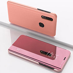 Samsung Galaxy M20用手帳型 レザーケース スタンド 鏡面 カバー サムスン ローズゴールド