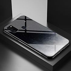 Samsung Galaxy M21用ハイブリットバンパーケース プラスチック パターン 鏡面 カバー LS1 サムスン グレー