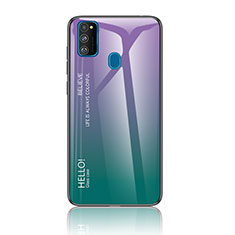 Samsung Galaxy M21用ハイブリットバンパーケース プラスチック 鏡面 虹 グラデーション 勾配色 カバー LS1 サムスン マルチカラー