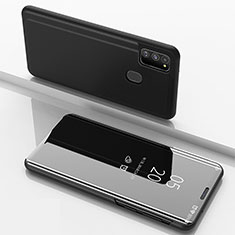 Samsung Galaxy M21用手帳型 レザーケース スタンド 鏡面 カバー ZL1 サムスン ブラック