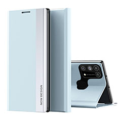 Samsung Galaxy M21s用手帳型 レザーケース スタンド カバー QH1 サムスン ライトブルー