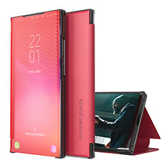 Samsung Galaxy M21s用手帳型 レザーケース スタンド カバー ZL1 サムスン レッド