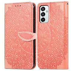 Samsung Galaxy M23 5G用手帳型 レザーケース スタンド パターン カバー S04D サムスン オレンジ