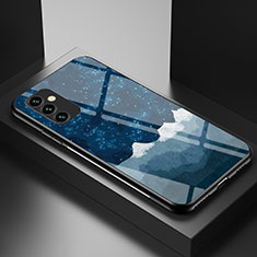 Samsung Galaxy M23 5G用ハイブリットバンパーケース プラスチック パターン 鏡面 カバー LS1 サムスン ネイビー