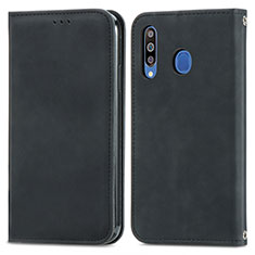 Samsung Galaxy M30用手帳型 レザーケース スタンド カバー S04D サムスン ブラック