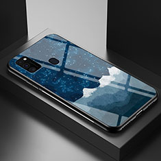 Samsung Galaxy M30s用ハイブリットバンパーケース プラスチック パターン 鏡面 カバー LS1 サムスン ネイビー