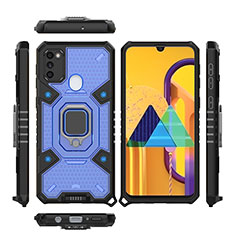 Samsung Galaxy M30s用ハイブリットバンパーケース プラスチック アンド指輪 マグネット式 KC3 サムスン ネイビー