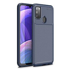 Samsung Galaxy M30s用シリコンケース ソフトタッチラバー ツイル カバー WL1 サムスン ネイビー