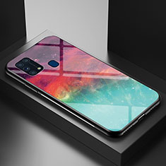Samsung Galaxy M31用ハイブリットバンパーケース プラスチック パターン 鏡面 カバー LS1 サムスン レッド