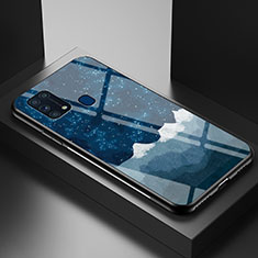 Samsung Galaxy M31用ハイブリットバンパーケース プラスチック パターン 鏡面 カバー LS1 サムスン ネイビー