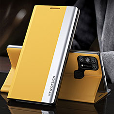 Samsung Galaxy M31用手帳型 レザーケース スタンド カバー QH3 サムスン イエロー