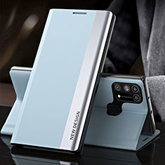 Samsung Galaxy M31用手帳型 レザーケース スタンド カバー QH3 サムスン ライトブルー